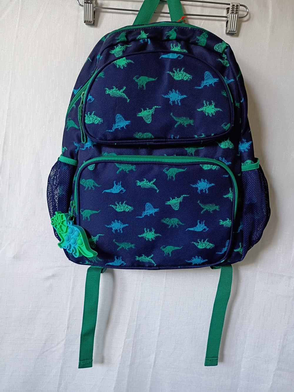 Cat & Jack Navy Kids Backpack with Green and Teal Dinosaur Print